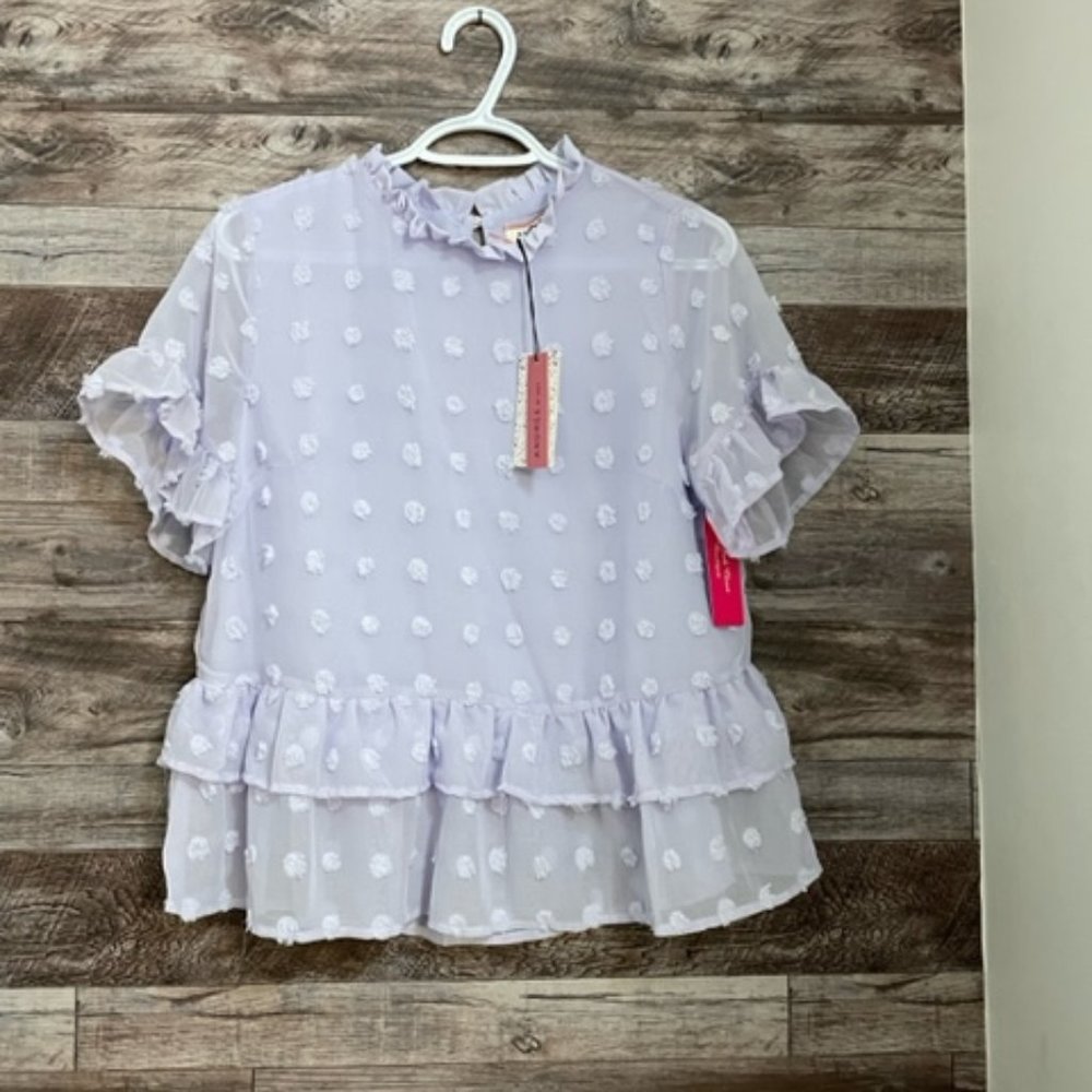 Lilac Peplum Blouse Size Small Andree by Unit